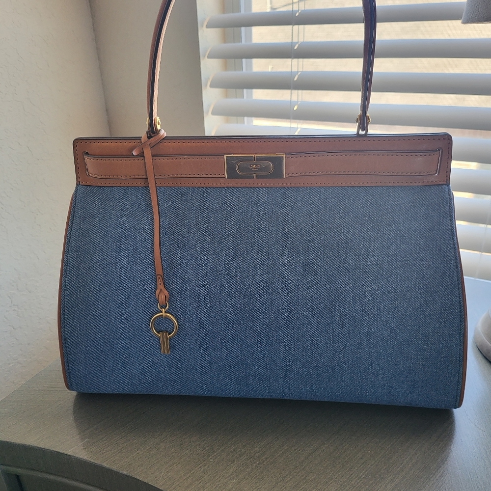 Tory Burch Denim Lee Radziwill Satchel (Large)